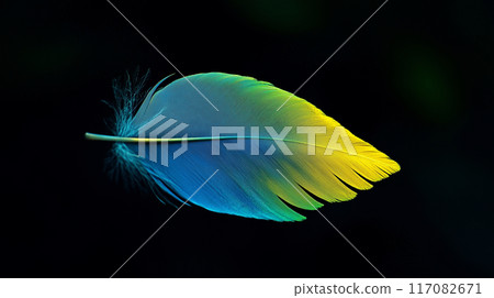 AI 生成的圖像描繪了黑色背景下美麗的藍色、綠色和黃色鸚鵡羽毛的逼真特寫 AI 生成的圖像描繪了黑色背景下美麗的藍色、綠色和黃色鸚鵡羽毛的逼真特寫 117082671