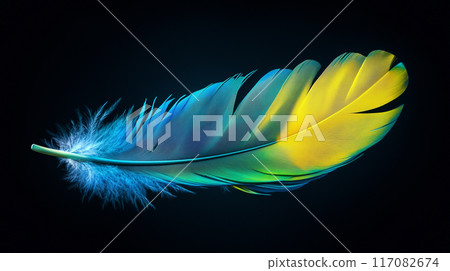 AI 生成的圖像描繪了黑色背景下美麗的藍色、綠色和黃色鸚鵡羽毛的逼真特寫 AI 生成的圖像描繪了黑色背景下美麗的藍色、綠色和黃色鸚鵡羽毛的逼真特寫 117082674