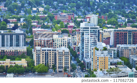 Aerial View of Portland's Modern High-Rises and Residential Areas Aerial View of Portland's Modern High-Rises and Residential Areas 117082726
