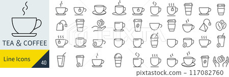 Coffee and tea icon set 117082760