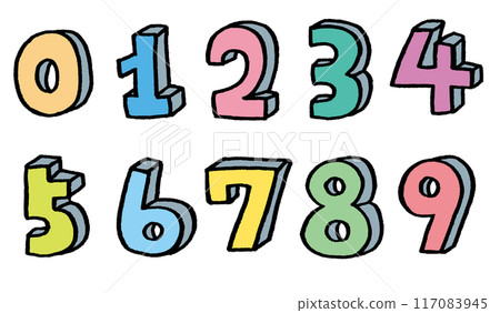 手繪多彩可愛的數字 117083945