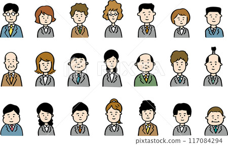 Various office workers wearing suits 117084294