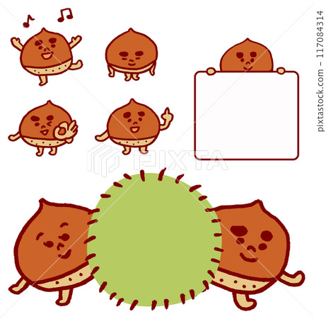 Cute chestnut character illustration that is useful in autumn 117084314