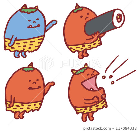 節分可愛的惡魔人物素材，形式有趣 117084338