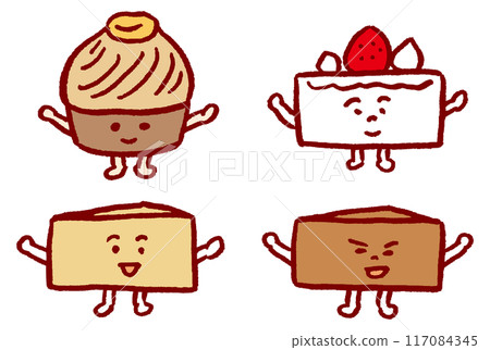Sweet and delicious cute cake character material Sweet and delicious cute cake character material 117084345
