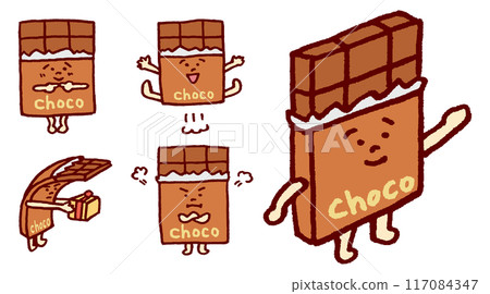 可愛的棕色方形巧克力人物素材 117084347