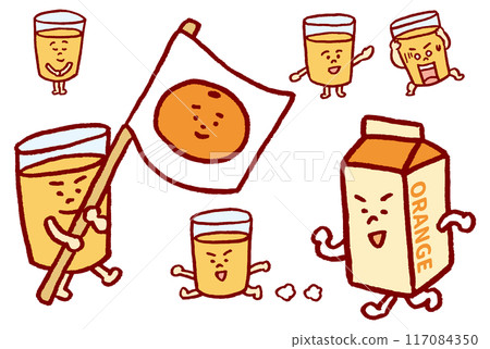 美味橙汁的可愛人物素材 117084350