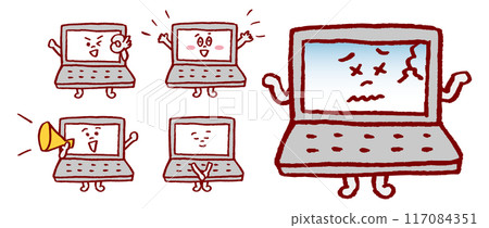 可愛的筆記型電腦人物素材 117084351