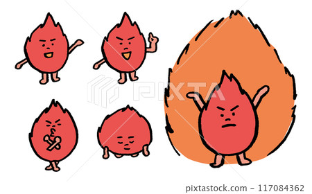 Cute fire character material burning red 117084362