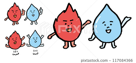 Cute fire and water character material 117084366