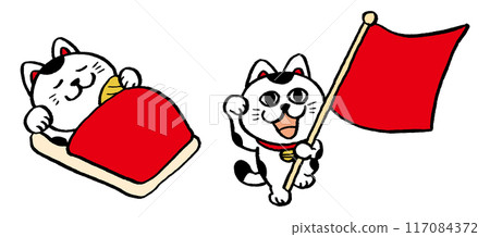 Maneki-neko character material in various poses Maneki-neko character material in various poses 117084372