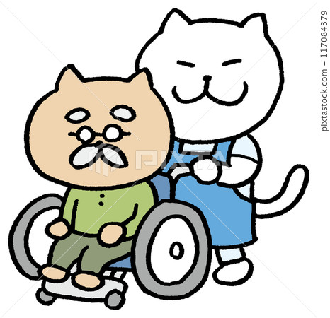 Cute cat character material for caregivers 117084379