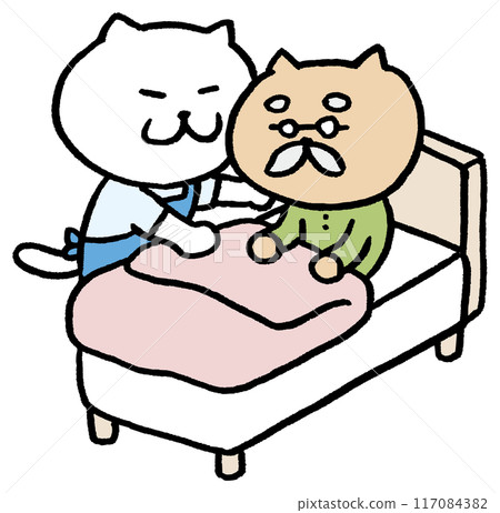 護理人員可愛貓咪人物素材 117084382