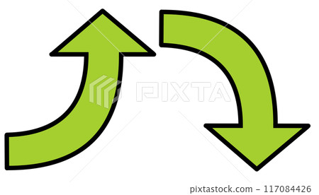 Curved arrow yellow-green set (with line drawing) 117084426