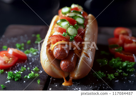 Simple and delicious hot dogs 117084487