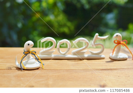 Paper clay snake New Year's material 117085486