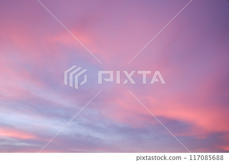 Blue and pink sunset clouds Blue and pink sunset clouds 117085688