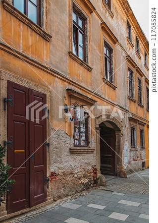 Old streets of the city Varazhdin with peeling walls Varazdin Croatia 10.07.24 117085824
