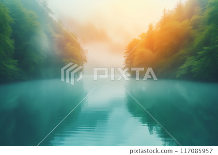 夢幻般的湖泊 AI 生成圖像的模糊背景 117085957