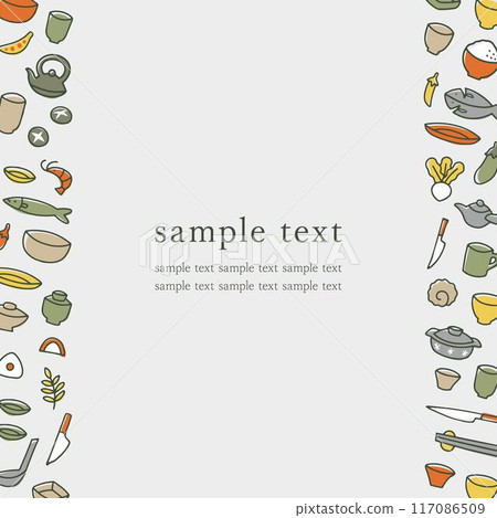 Hand-drawn Japanese tableware frame Hand-drawn Japanese tableware frame 117086509