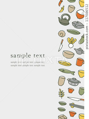 Hand-drawn Japanese tableware frame 117086512