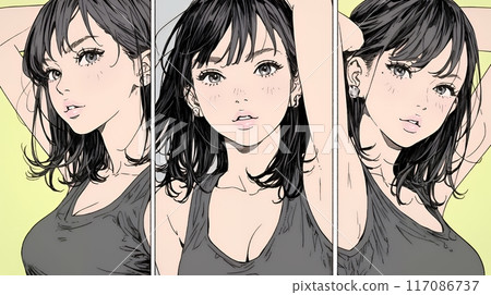 Relaxed: A young woman with a relaxed look 117086737