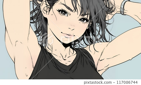 舒適度：年輕女子麵容輕鬆 117086744