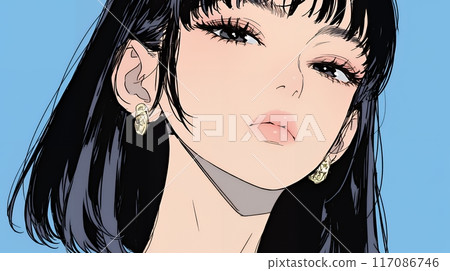舒適度:年輕女子麵容輕鬆 舒適度:年輕女子麵容輕鬆 117086746