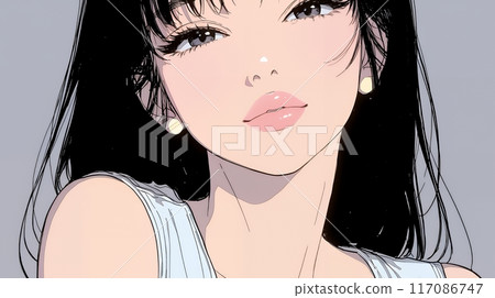 Relaxed: A young woman with a relaxed look 117086747