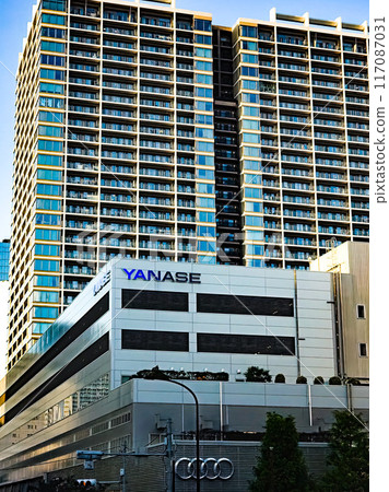 擁有歷史悠久的外國汽車經銷店和辦公大樓的城市景觀 擁有歷史悠久的外國汽車經銷店和辦公大樓的城市景觀 117087031