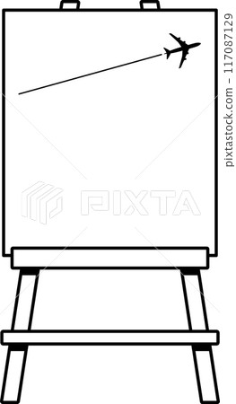 描繪飛機起飛的畫架框架 描繪飛機起飛的畫架框架 117087129