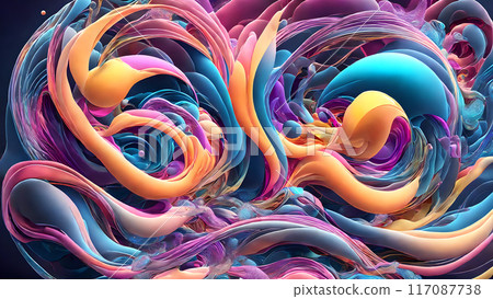 Harmonious flow of colorful waves and bubbles background shadow 3d wallpaper 117087738