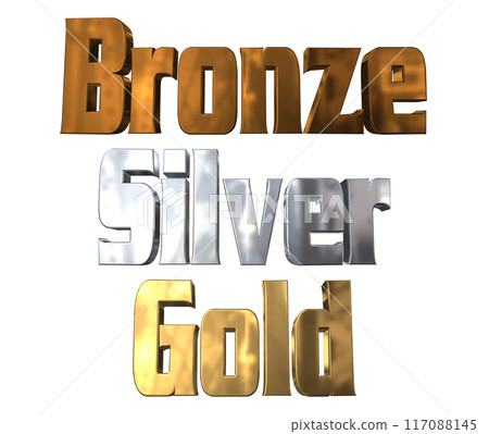 3DCG three-dimensional letters "Bronze, Silver, Gold" Bronze, Silver, Gold 3DCG three-dimensional letters "Bronze, Silver, Gold" Bronze, Silver, Gold 117088145