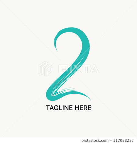 Logo design graphic concept creative abstract premium vector stock unique number 2 art sratches rustic style. Related to monogram typography branding 117088255