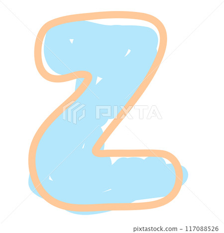 Pastel doodle A to Z alphabet letter design for font, typography, calligraphy, text, message, campaign badge, initials, logo, icon, sticker, pet names, cute patch, shirt print, plush toy, merchandise 117088526