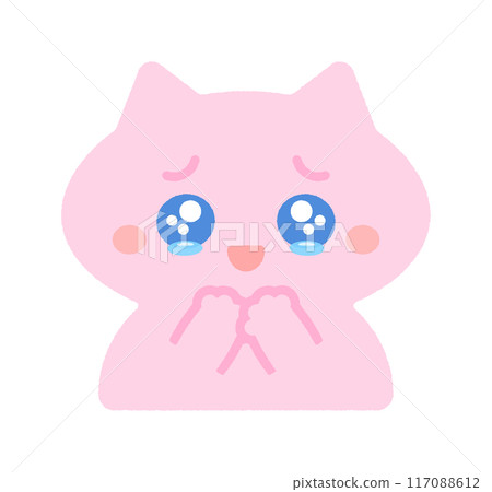 A cute cat smiling with teary eyes - Image material of happiness, emotion, and excitement 117088612