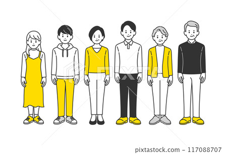 Full body set of high school students, middle-aged people, and seniors [People vector illustration material] 117088707