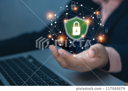Data security and Protection. Cyberspace security Data Protection Information privacy. World wide Internet defensive measure. Secure Internet access, Cybersecurity. business man with Virtual icon. Data security and Protection. Cyberspace security Data Protection Information privacy. World wide Internet defensive measure. Secure Internet access, Cybersecurity. business man with Virtual icon. 117088879