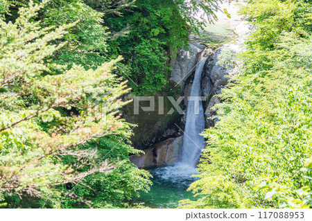 空拍「山梨縣」鮮綠的大白川溪谷和北斗市上子瀑布 空拍「山梨縣」鮮綠的大白川溪谷和北斗市上子瀑布 117088953