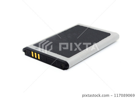 A picture of mobile battery isolated on white background A picture of mobile battery isolated on white background 117089069