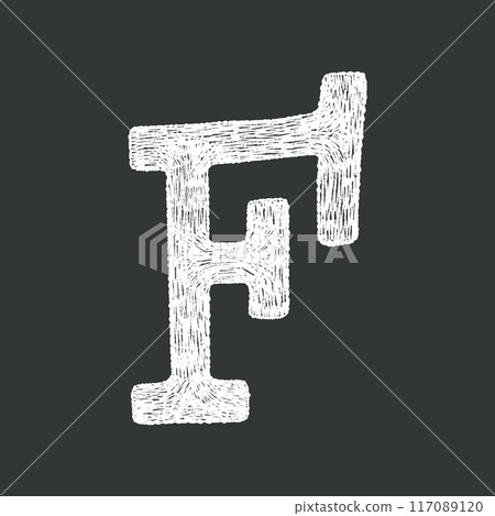 Playful hand drawn chalk textured alphabet letter F Playful hand drawn chalk textured alphabet letter F 117089120