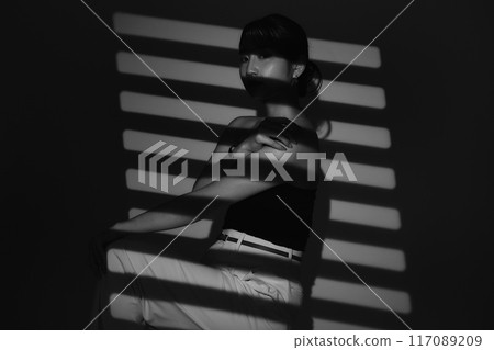Female portrait in light and shadow 117089209