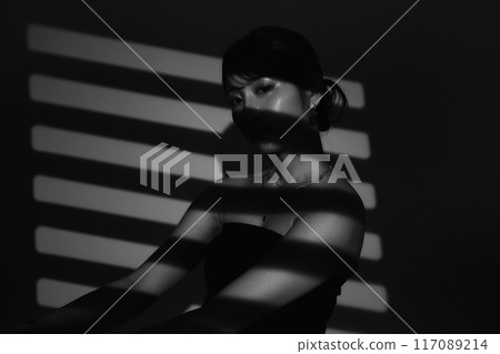Female portrait in light and shadow Female portrait in light and shadow 117089214