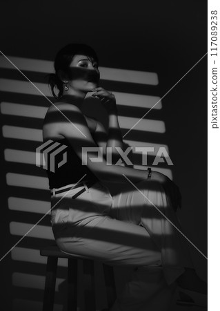 Female portrait in light and shadow 117089238