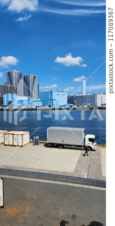 Tokyo Bay as seen from the coastal wharf 117089367