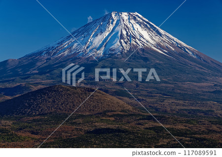 深秋從精進湖和全景平台看到的富士山 117089591