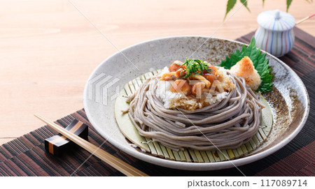 Chilled Nameko Soba with Grated Daikon (The smooth texture of the nameko mushrooms makes it a perfect snack) Chilled Nameko Soba with Grated Daikon (The smooth texture of the nameko mushrooms makes it a perfect snack) 117089714
