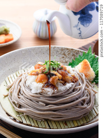 Chilled Nameko Soba with Grated Daikon (The smooth texture of the nameko mushrooms makes it a perfect snack) 117089719