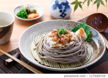 Chilled Nameko Soba with Grated Daikon (The smooth texture of the nameko mushrooms makes it a perfect snack) Chilled Nameko Soba with Grated Daikon (The smooth texture of the nameko mushrooms makes it a perfect snack) 117089720