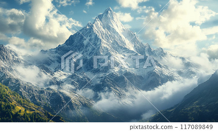 美麗的山被雪覆蓋 美麗的山被雪覆蓋 117089849